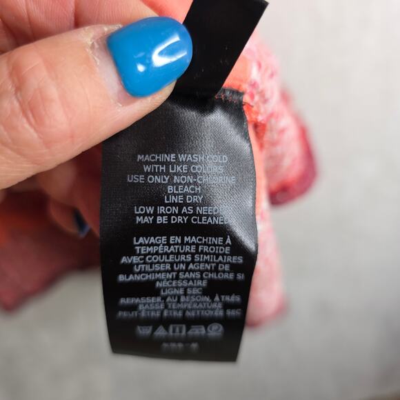 Free People XS Luna Scarf Lacey Print Exaggerated BellSleeve Boho Red Mini Dress - Picture 16 of 16